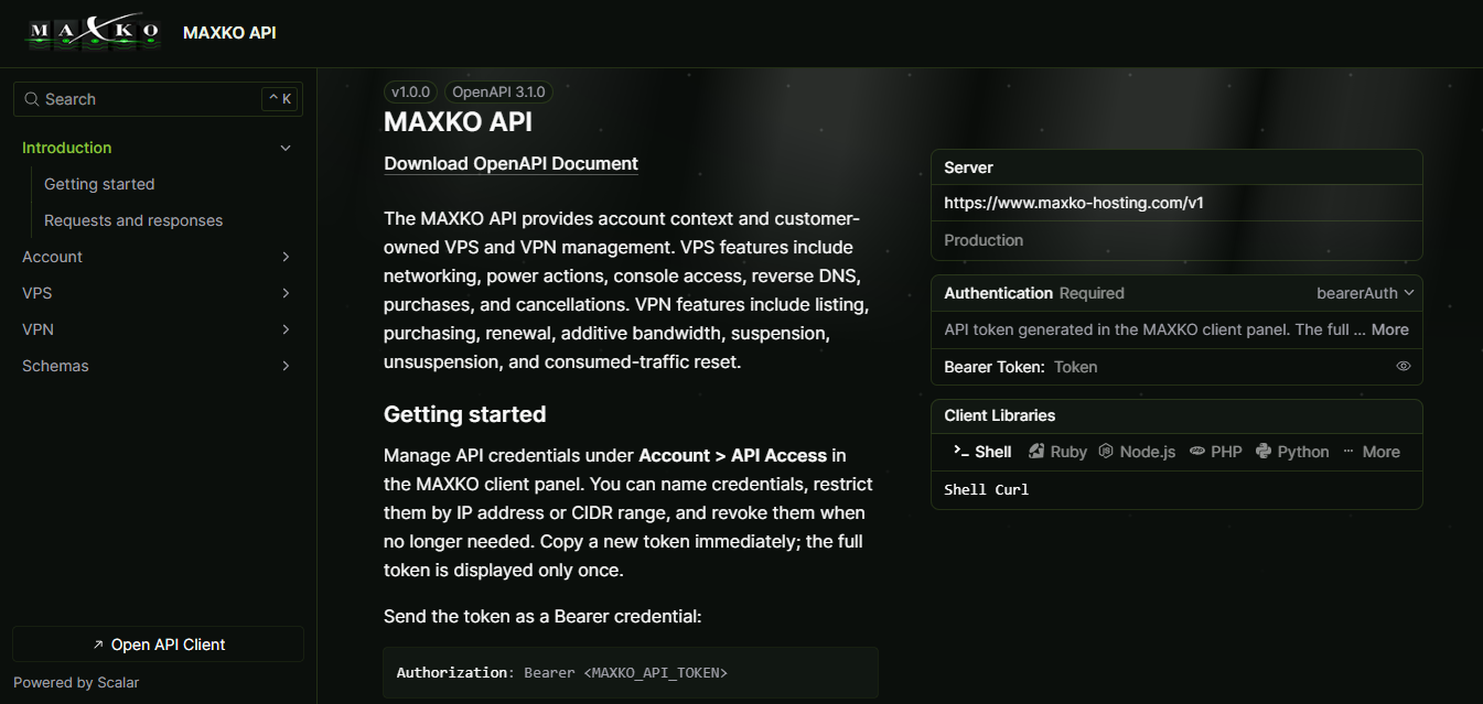 Pregled MAXKO API dokumentacije